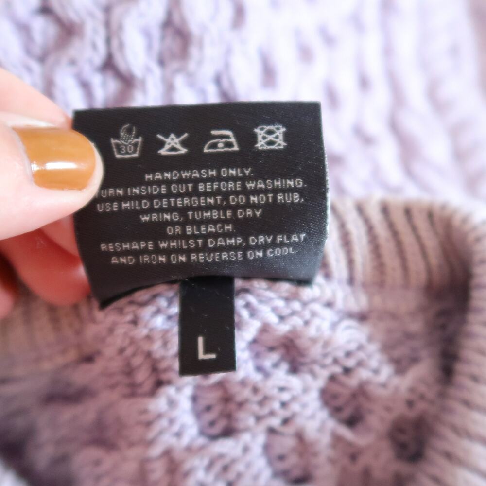 Aran Crafts Lavender Cable-Knit Button Cardigan - Picture 6 of 7